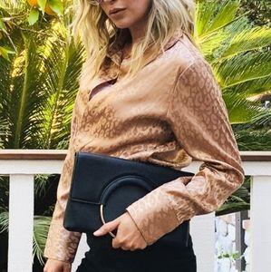 New Leopard Print Button Down Blouse